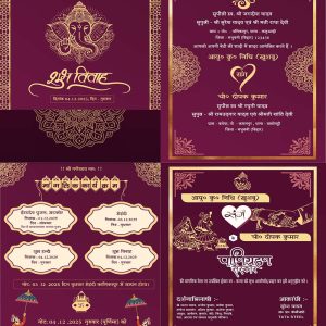 Hindu Marriage Card Design 4 Page Template